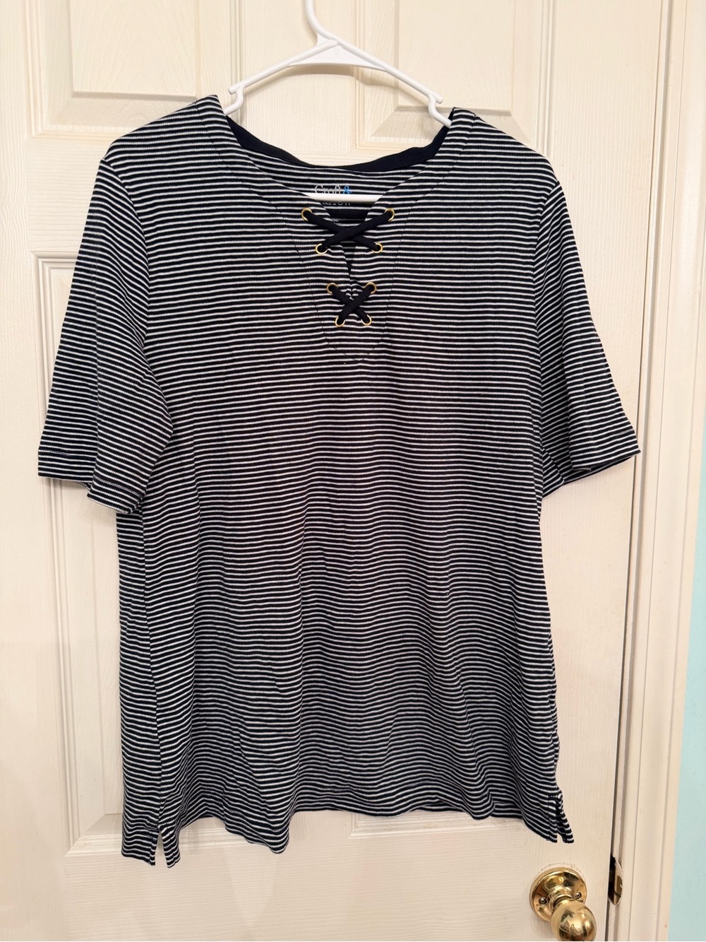 croft & barrow black and White Striped Tee
